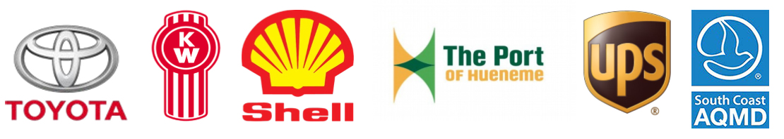 Partner logos: Kenworth Truck Company, Toyota Motor North America, Shell Oil Products USA, Port of Hueneme, UPS and South Coast Air Quality Management District.